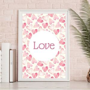Love Hearts Watercolor Art Print